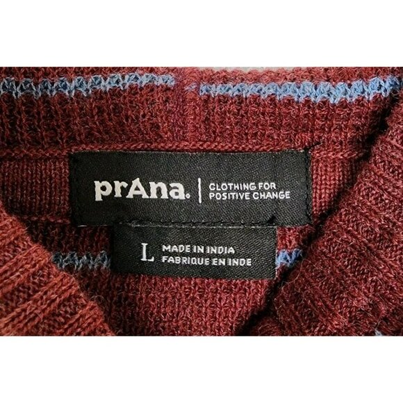 prAna Womens Wool Blend Milani Tunic Large Maroon Stripe Long Sleeve Hood NWT - Picture 3 of 6